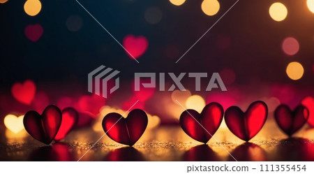 Hearts Bokeh Background - Valentine day banner Hearts Bokeh Background - Valentine day banner 111355454