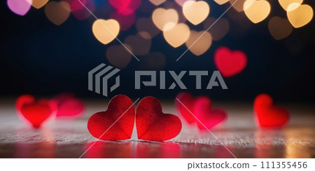 Hearts Bokeh Background - Valentine day banner Hearts Bokeh Background - Valentine day banner 111355456