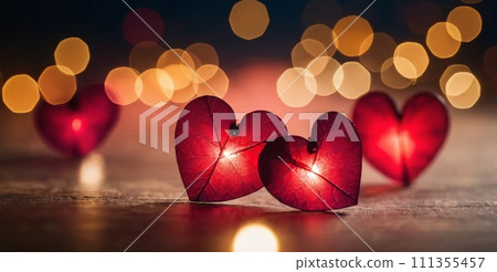 Hearts Bokeh Background - Valentine day banner Hearts Bokeh Background - Valentine day banner 111355457