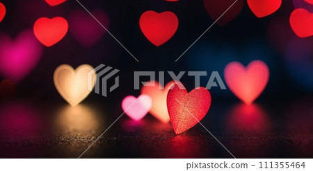 Hearts Bokeh Background - Valentine day banner 111355464