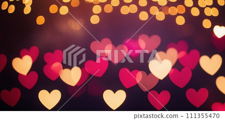 Hearts Bokeh Background - Valentine day banner 111355470
