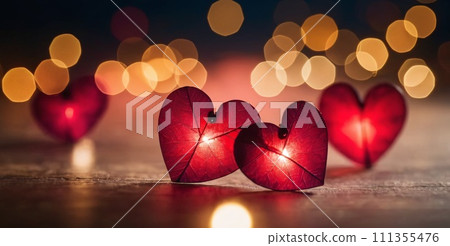 Hearts Bokeh Background - Valentine day banner Hearts Bokeh Background - Valentine day banner 111355476