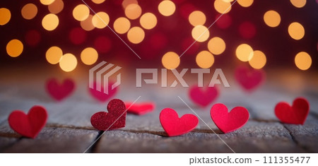 Hearts Bokeh Background - Valentine day banner Hearts Bokeh Background - Valentine day banner 111355477