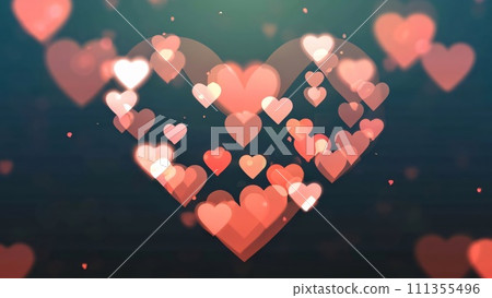 Hearts Bokeh Background - Valentine day banner 111355496