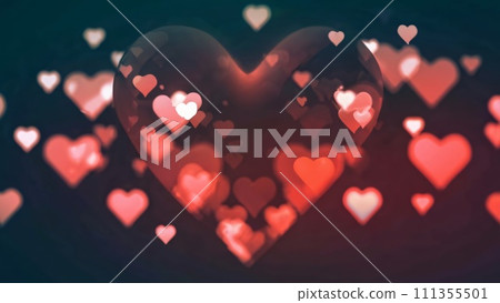 Hearts Bokeh Background - Valentine day banner 111355501