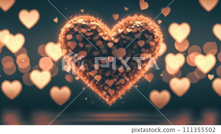 Hearts Bokeh Background - Valentine day banner 111355502