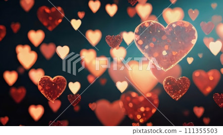 Hearts Bokeh Background - Valentine day banner Hearts Bokeh Background - Valentine day banner 111355503