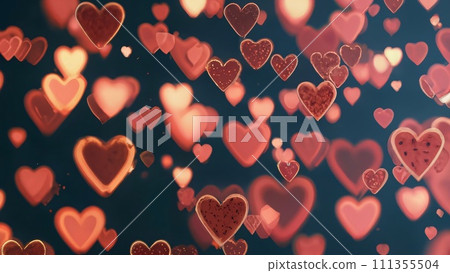 Hearts Bokeh Background - Valentine day banner 111355504