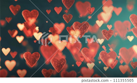 Hearts Bokeh Background - Valentine day banner 111355505