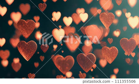 Hearts Bokeh Background - Valentine day banner 111355506