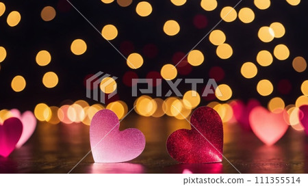 Hearts Bokeh Background - Valentine day banner Hearts Bokeh Background - Valentine day banner 111355514