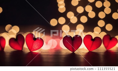 Hearts Bokeh Background - Valentine day banner Hearts Bokeh Background - Valentine day banner 111355521