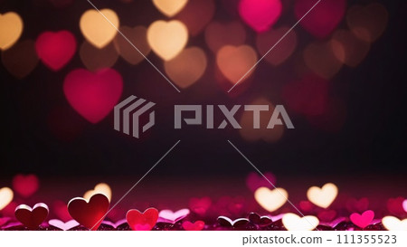 Hearts Bokeh Background - Valentine day banner 111355523