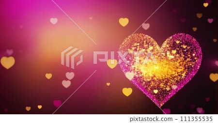 Hearts Bokeh Background - Valentine day banner 111355535