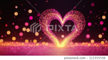Hearts Bokeh Background - Valentine day banner 111355536