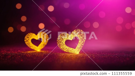 Hearts Bokeh Background - Valentine day banner Hearts Bokeh Background - Valentine day banner 111355559