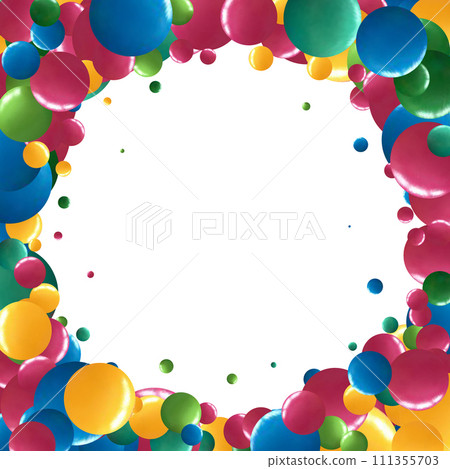 Shiny balls with different size on simple gradient background. Glossy bubbles in empty space. Abstract composition with chaotic floating spheres. 3d rendering Shiny balls with different size on simple gradient background. Glossy bubbles in empty space. Abstract composition with chaotic floating spheres. 3d rendering 111355703