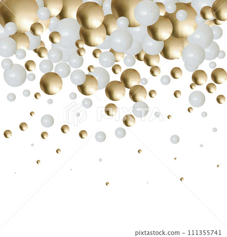 White and gold balloons. Vector holiday background. White and gold balloons. Vector holiday background. 111355741