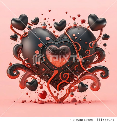 An artistic background with a hearts, valentine concept. 111355924