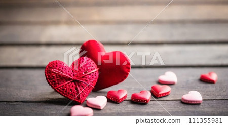 An artistic background with a hearts, valentine concept. 111355981