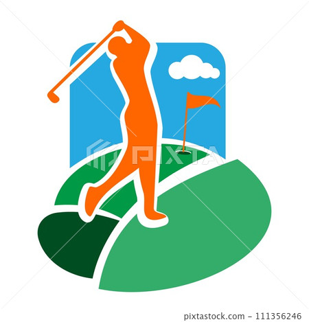 Color vintage golf club emblem 111356246