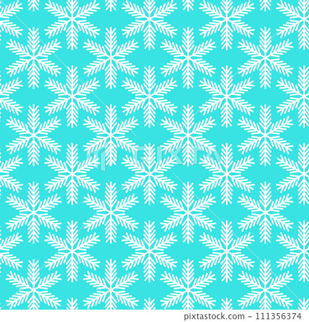 Winter seamless pattern with white snowflakes on blue background. Vector illustration for fabric, textile wallpaper, posters, gift wrapping paper. Christmas vector illustration 111356374
