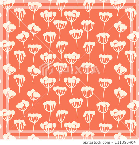 Print for kerchief, bandana, scarf, handkerchief, shawl, neck scarf. Squared pattern with ornament for fabric, textile, silk products. Paisley vector with abstract flowers. Floral folk tracery Print for kerchief, bandana, scarf, handkerchief, shawl, neck scarf. Squared pattern with ornament for fabric, textile, silk products. Paisley vector with abstract flowers. Floral folk tracery 111356404