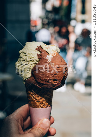 Amazing gelato ice cream during summer hot day 111356549