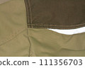 Khaki workwear protective clothing reflector inserts close-up details. 111356703