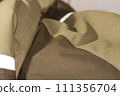 Khaki workwear protective clothing reflector inserts close-up details. 111356704