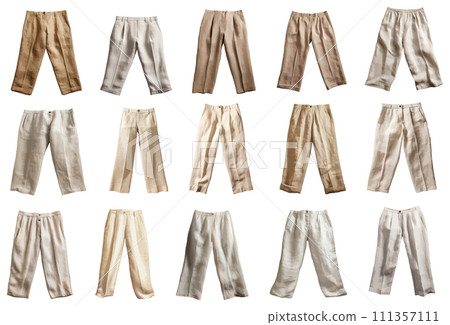 Linen pants vector set isolated on white background 111357111