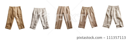 Linen pants vector set isolated on white background Linen pants vector set isolated on white background 111357113