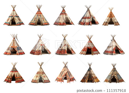 Native american tent vector set isolated on white background 111357918