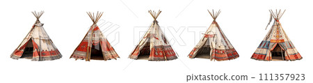 Native american tent vector set isolated on white background 111357923