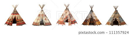 Native american tent vector set isolated on white background 111357924