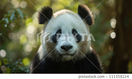 A regal panda poses for a close-up A regal panda poses for a close-up 111358224