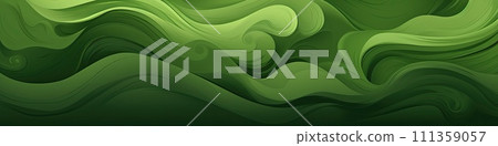 AI-generated content. Banner with a green waves background illustration with dark olive drab 111359057