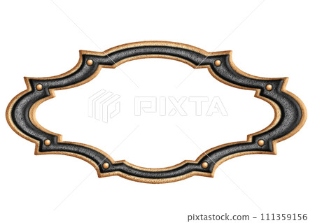 vintage combined two-tone figured metal frame isolated on white background vintage combined two-tone figured metal frame isolated on white background 111359156