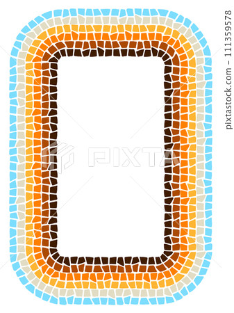 Decorative mosaic frame. Ceramic antique stone ornament. Decorative mosaic frame. Ceramic antique stone ornament. 111359578