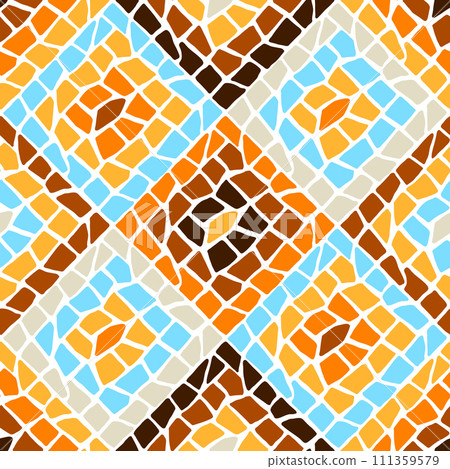 Decorative mosaic pattern. Ceramic antique stone ornament. Decorative mosaic pattern. Ceramic antique stone ornament. 111359579