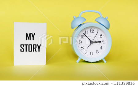 My story, business motivational inspirational quotes on notepad and yellow background 111359836