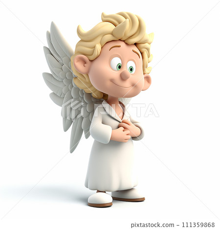 White angel, funny cute cartoon 3d illustration on white background, creative avatar White angel, funny cute cartoon 3d illustration on white background, creative avatar 111359868
