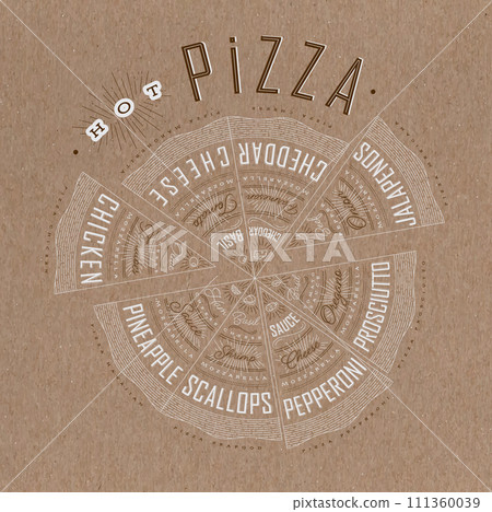 Poster hot pizza brown 111360039