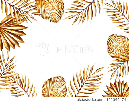 Watercolor frame, template with golden pampas grass, date palm branch illustration isolated on white background. Botanical and wedding and Ramadan Kareem or Eid Al Adha 2024 hand drawn decor. For Watercolor frame, template with golden pampas grass, date palm branch illustration isolated on white background. Botanical and wedding and Ramadan Kareem or Eid Al Adha 2024 hand drawn decor. For 111360474