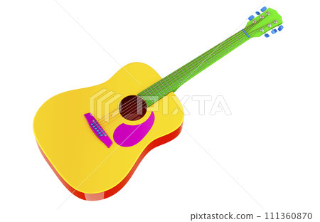 Colored acoustic guitar, 3D rendering 111360870