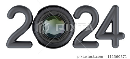 2024 with photography camera lens, 3D rendering 111360871