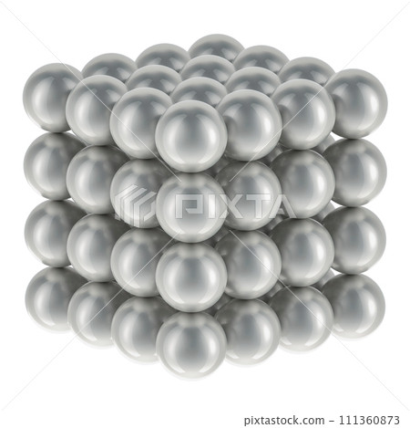 Cube from magnetic balls. 3D rendering Cube from magnetic balls. 3D rendering 111360873