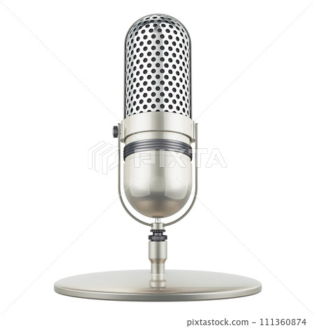 Retro microphone, metallic mic. 3D rendering 111360874