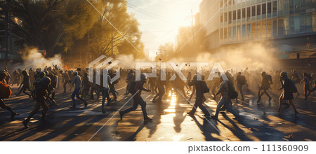 Protest on the street of city 111360909