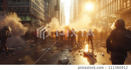 Protest on the street of city Protest on the street of city 111360912
